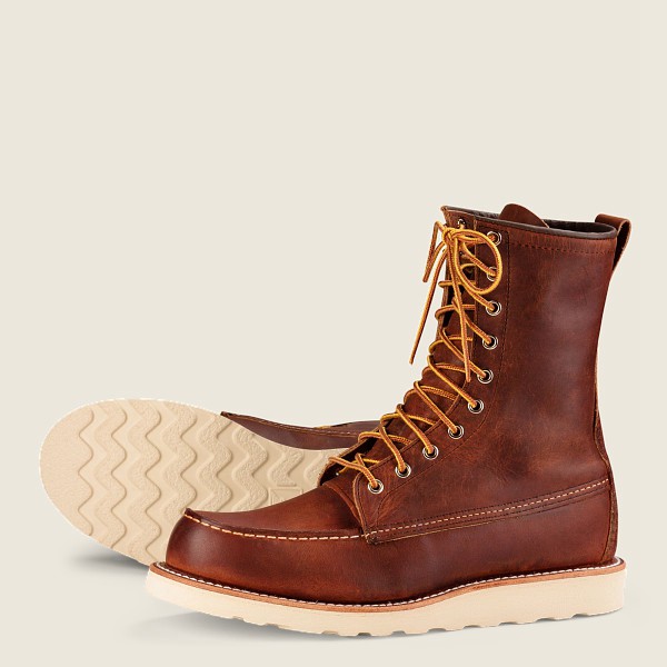 Mens Red Wing Classic Moc - 8-inchr Rough & Tough Leather - Heritage Boots Brown - KDS587014